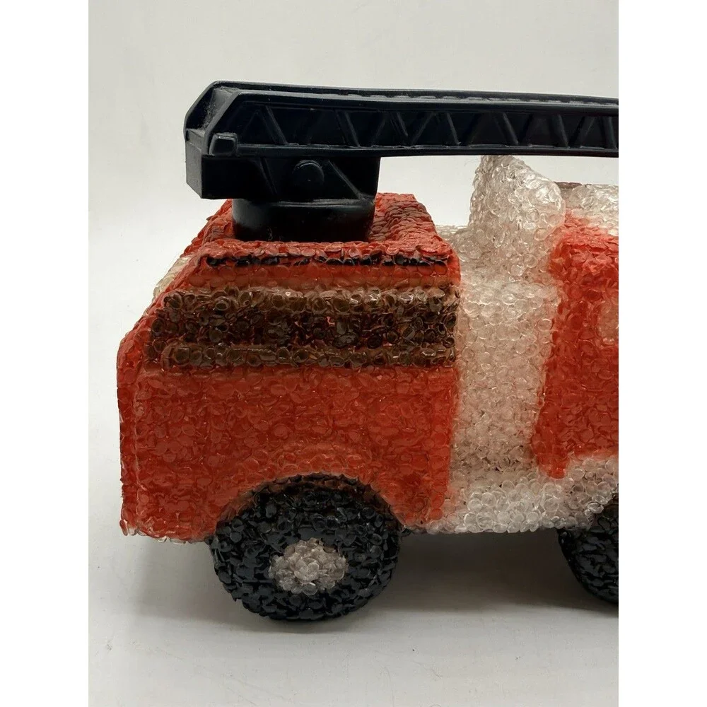 Vintage Red Ladder Fire Truck Plastic Popcorn Nightlight Table Lamp